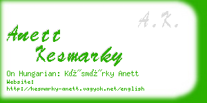 anett kesmarky business card